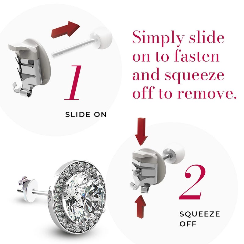 Connoisseurs Locking Earring Backs - 2 Pairs - Compatible with Most Silver Earrings - Fits 0.5-1mm Diameter Posts - Hypoallergenic - Image 4